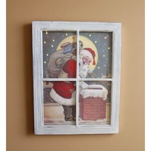 Primitives by Kathy Wood Framed Christmas Santa 19" x 14.5" LED Light Up w/Timer